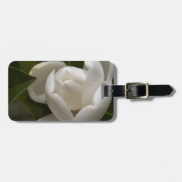 Crème witte magnolia bloemknop bagagelabel