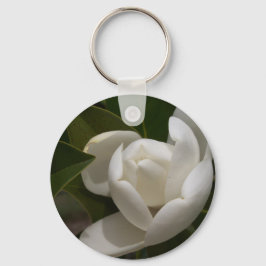 Crème witte magnoliabloemknop sleutelhanger