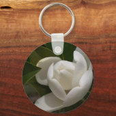 Crème witte magnoliabloemknop sleutelhanger (Voorkant)