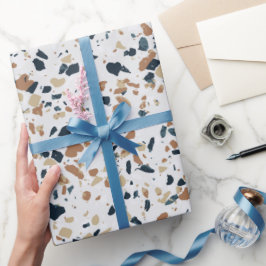 Crème Witte Moderne Terrazzo Textuurpatroon Cadeaupapier