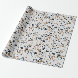 Crème Witte Moderne Terrazzo Textuurpatroon Cadeaupapier