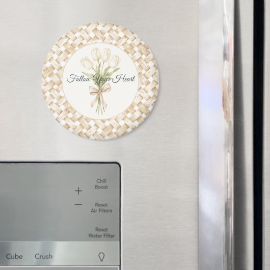 Crème Witte Nep Mand Vlechtwerk Magneet (Insitu (Koelkast))
