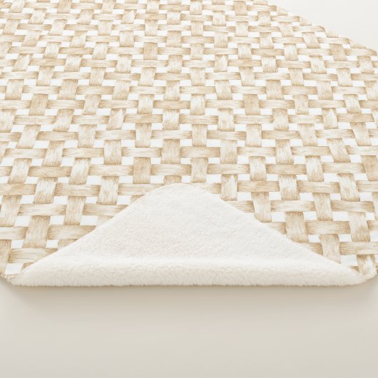 Crème Witte Nep Mand Vlechtwerk  Sherpa Deken (3/4)