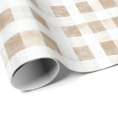 Crème Witte Plaid Strepen Cadeaupapier (Rol Hoek)
