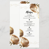 Crème & Witte Ranunculus Bloemen Bruiloftsmenu Menu (Voorkant / Achterkant)