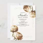 Crème & Witte Ranunculus Bloemrijke Bruidsdouche Kaart (Voorkant)