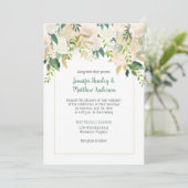 Crème Witte Rozen Cascade bruiloft uitnodiging (Staand voorkant)