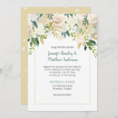 Crème Witte Rozen Cascade bruiloft uitnodiging (Voorkant / Achterkant)