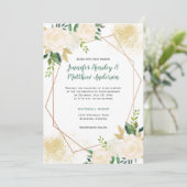 Crème Witte Rozen Geometrische Gouden Glitter Kaart (Staand voorkant)