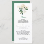 Crème Witte Rozen Glitter Groene Menu Rek Kaarten (Voorkant / Achterkant)
