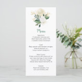 Crème Witte Rozen Glitter Groene Menu Rek Kaarten (Staand voorkant)