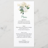 Crème Witte Rozen Glitter Groene Menu Rek Kaarten (Voorkant)