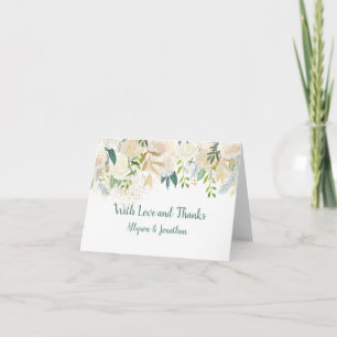 Crème Witte Rozen Glitter Groene Thank You Kaarten