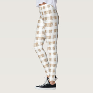 Crème Witte Schotse Strepen  Leggings