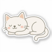 Crème Witte Slaande Kat Sticker – Minimalistisch C (Voorkant)