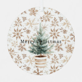Crème Witte Sneeuwvlokken Kerstboom Metalen Ornament