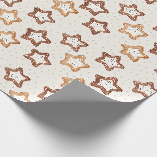 Crème Witte Sterren Kerstmis Cadeaupapier (Hoek)