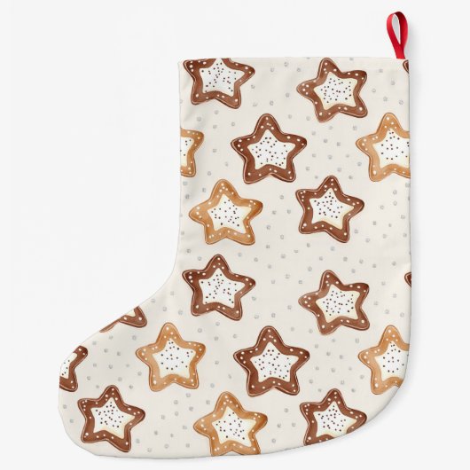 Crème Witte Sterren Kerstmis Grote Kerstsok (Achterkant)