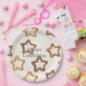 Crème Witte Sterren Kerstmis Papieren Bordje (Feest)
