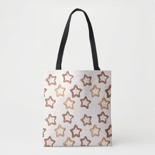 Crème Witte Sterren Kerstmis Tote Bag (Voorkant)