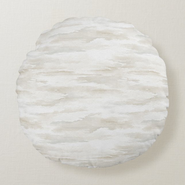 Crème Witte Strepen Abstract Rond Kussen (Voorkant)