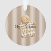 Crème Witte Strepen Gingerbread Kerst Ornament (voorkant)