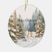 Crème Witte Strepen Herten Kerstbomen Keramisch Ornament (Links)