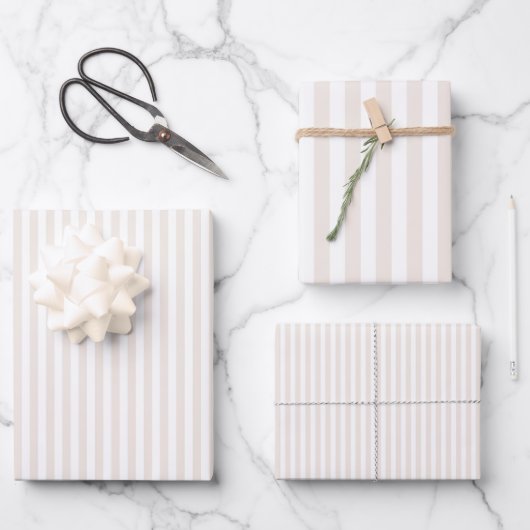 Crème & Witte Strepen Inpakpapier Vel (Voorkant)