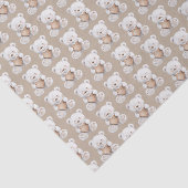 Crème Witte Teddys Beren Harten Baby Shower Tissuepapier (Detail)