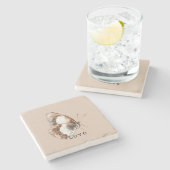 Crème Witte Vlinder Stenen Onderzetter (Zijkant)