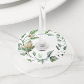 Crème Witte  Waterverf Bloemenkrans Wijnglaslabel (Dichtbij)