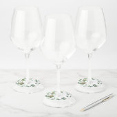 Crème Witte  Waterverf Bloemenkrans Wijnglaslabel (Set)