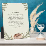 Crème Woodland Dierengebed voor Kind Fotoplaat<br><div class="desc">Aangepaste naam baby plaque. Christelijk. Gebed voor baby. De naam van de persoon die bad. Bosbeest. Crème.</div>