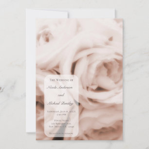 Crème Zacht Roze Rozen Elegante Trouw  Kaart