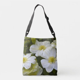 Crème zachte witte Clematis bloem Crossbody Tas