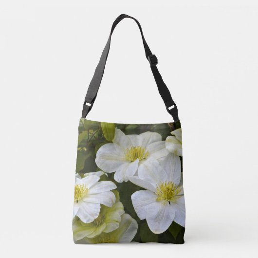 Crème zachte witte Clematis bloem Crossbody Tas (Achterkant)