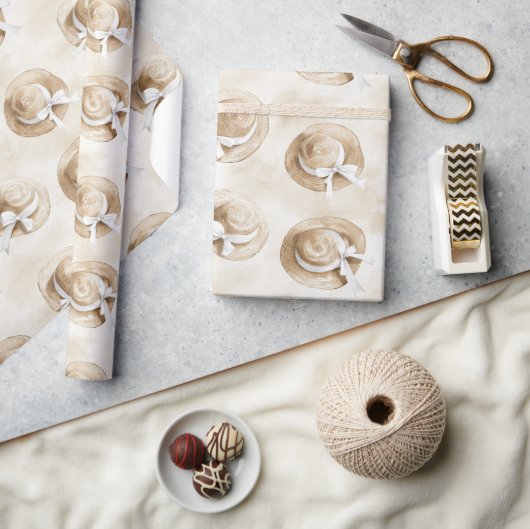 Crème Zand Strandhoeden Verjaardag Cadeaupapier (Crafts)