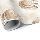 Crème Zand Strandhoeden Verjaardag Cadeaupapier (Rol Hoek)