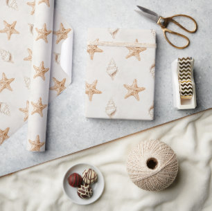 Crème Zeester Schelpen Strand Bruiloft Cadeaupapier