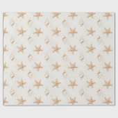 Crème Zeester Schelpen Strand Bruiloft Cadeaupapier (Vlak)