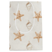 Crème Zeester Schelpen Strand Bruiloft Medium Cadeauzakje (Voorkant)