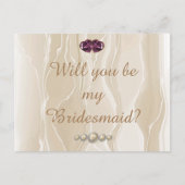 Crème Zijde & Hart Pareltjes Bruidsmeisje Briefkaart (Voorkant)