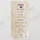 Crème Zijde Paarse Glanzende Hart Pareltjes Bruilo Menu (Voorkant / Achterkant)