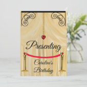 Crème Zijde Theatergordijn Verjaardag Kaart (Staand voorkant)