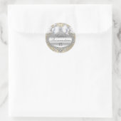 Crème & Zilveren Boog Quinceanera Sticker (Tas)