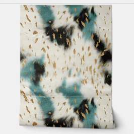 Crème Zwart Blauwgroen Zuidwest Koeienhuid Behang