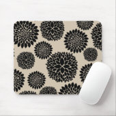 Crème Zwart Bloemen Muismat (Met muis)