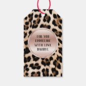 Crème Zwart Bruin Leopard Blush Roze Cadeaulabel (Voorkant)