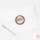 Crème Zwart Bruin Leopard Blush Roze Dank u Ronde Sticker (Envelop)