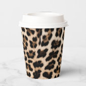 Crème Zwart Bruin Leopard Blush Roze Papieren Bekers (Achterkant)